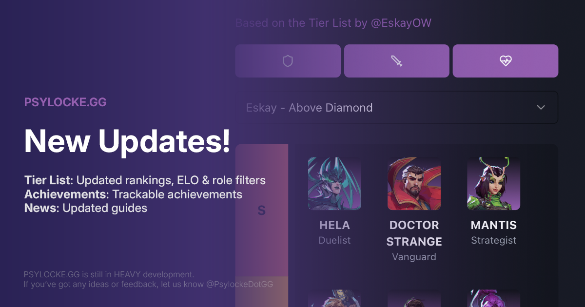 Psylocke.gg Changelog: Achievements, Tier List, and More!